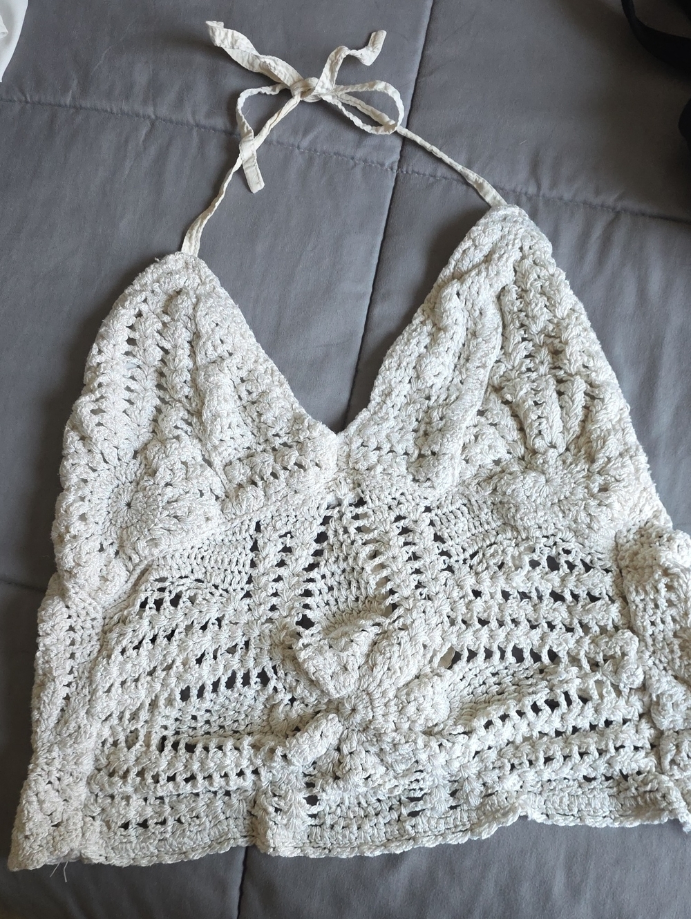 Magic Cream Crochet Halter Camisole